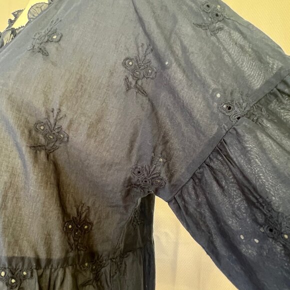 J.Jill Navy blue Eyelet Ruffle Blouse - Picture 5 of 13